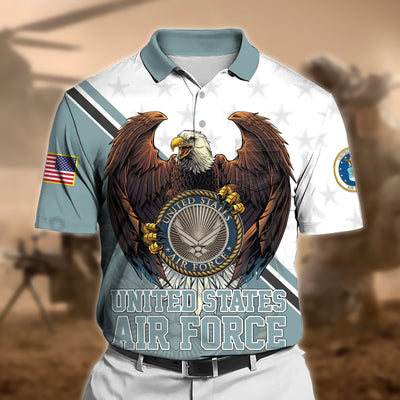Premium Eagle US Veteran Polo Shirt With Pocket