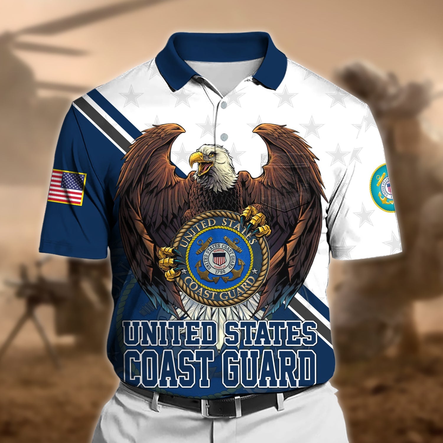 Premium Eagle US Veteran Polo Shirt With Pocket