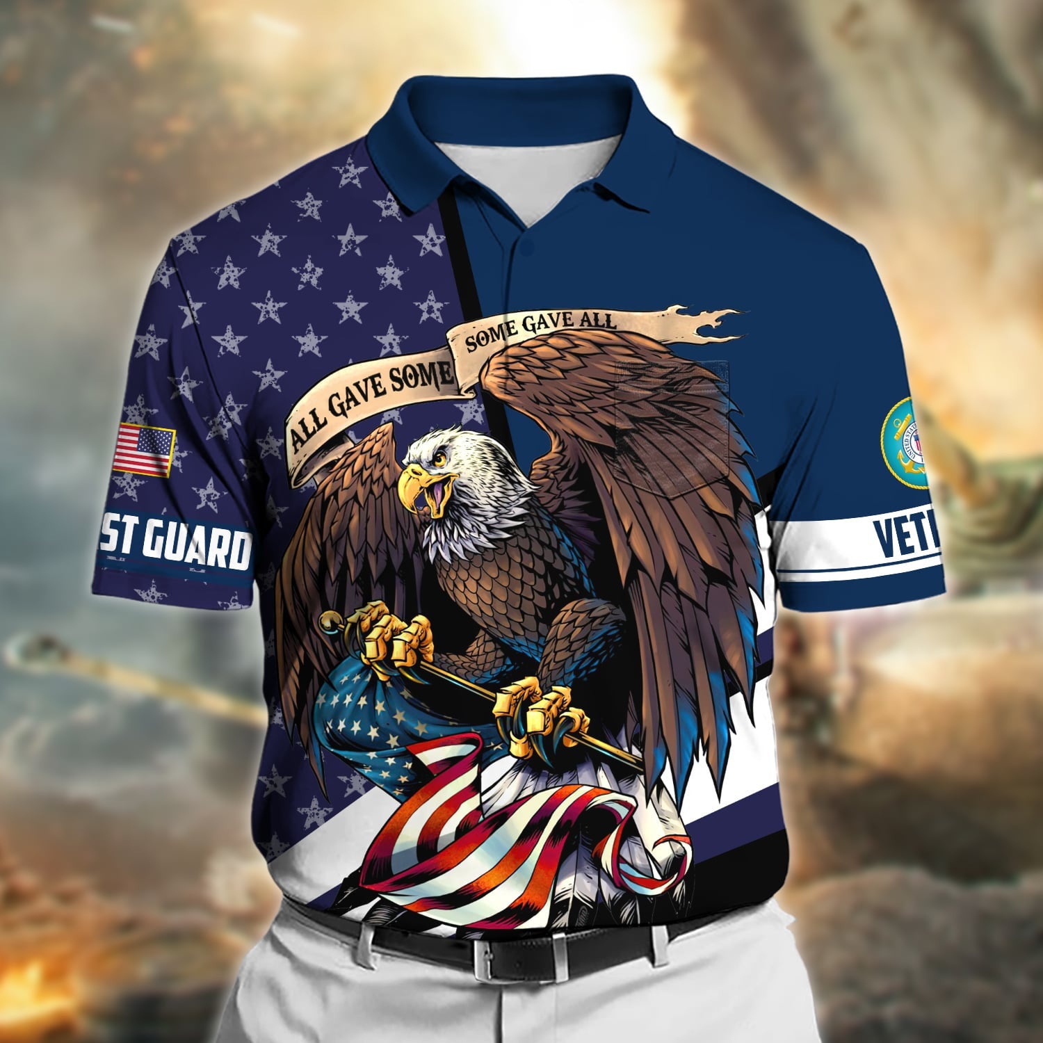 Premium All Gave Some Some Gave All US Veteran Polo Shirt With Pocket