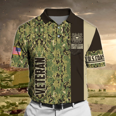 Premium Camo Soldier US Veteran Polo Shirt With Pocket