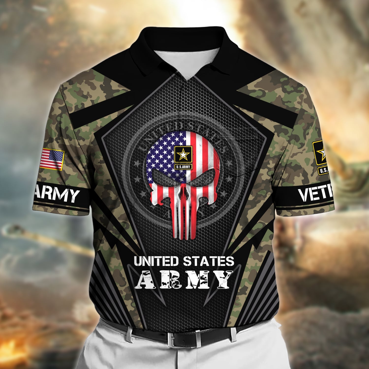 Premium Honoring All Who Served US Veteran Polo Shirt With Pocket