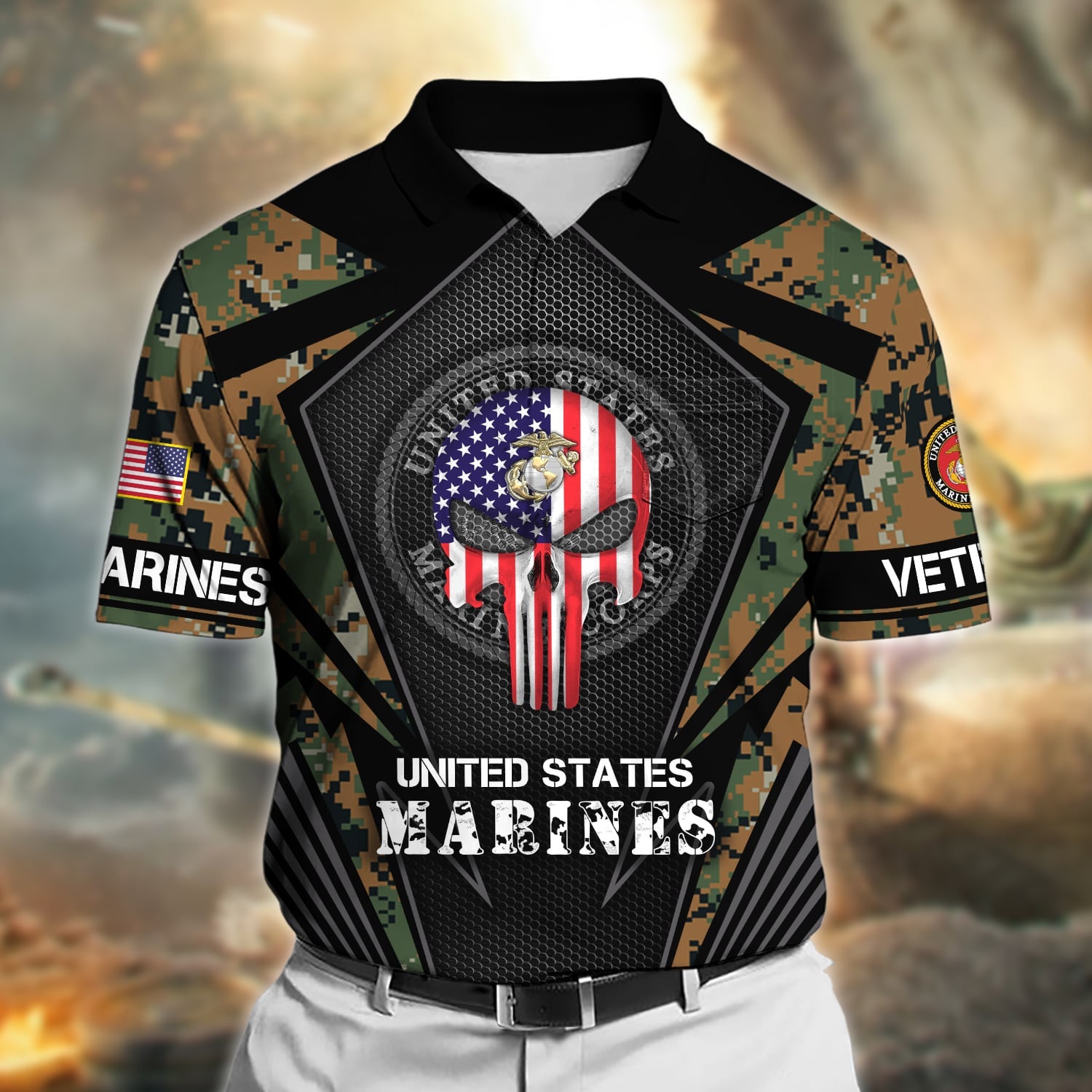 Premium Honoring All Who Served US Veteran Polo Shirt With Pocket