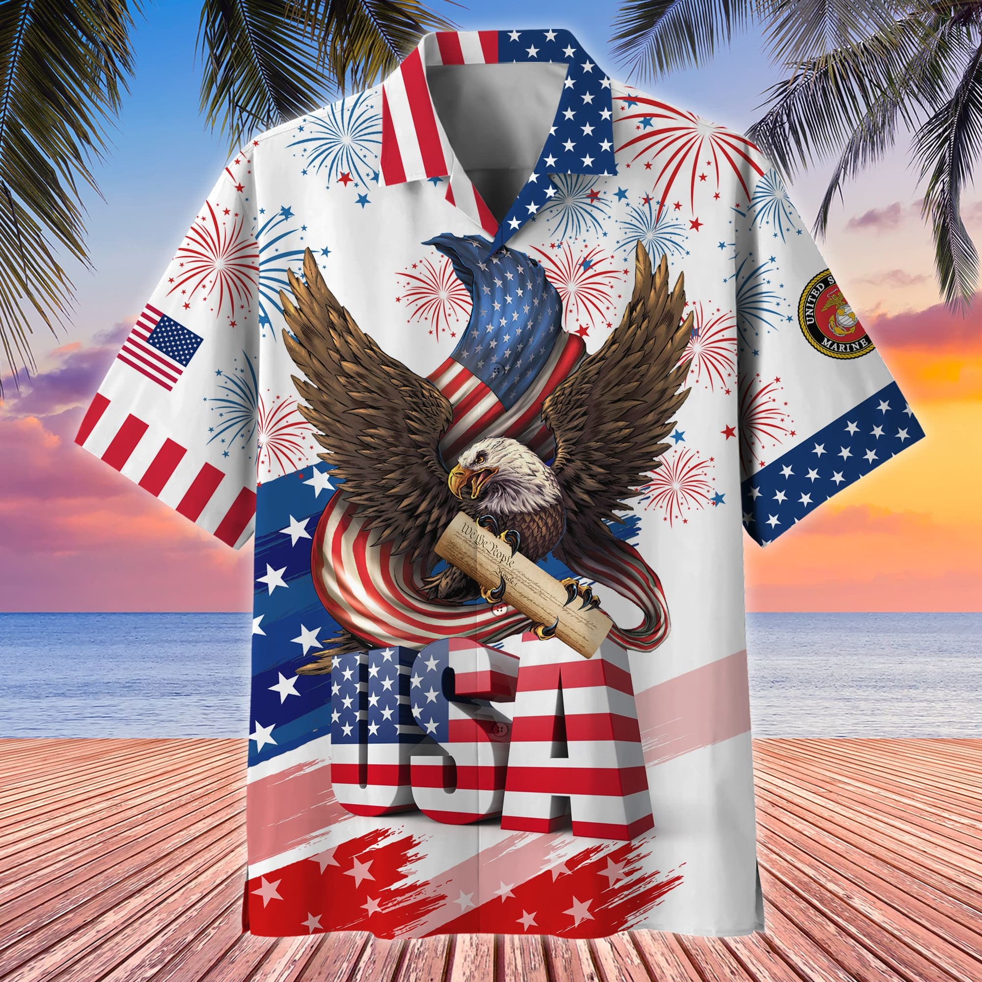 Premium American Pride 4th Of July US Veteran Hawaii Shirt
