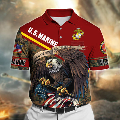 Premium All Gave Some Some Gave All US Veteran Polo Shirt With Pocket
