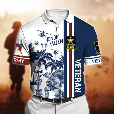 Premium Honor The Fallen US Veteran Polo Shirt With Pocket