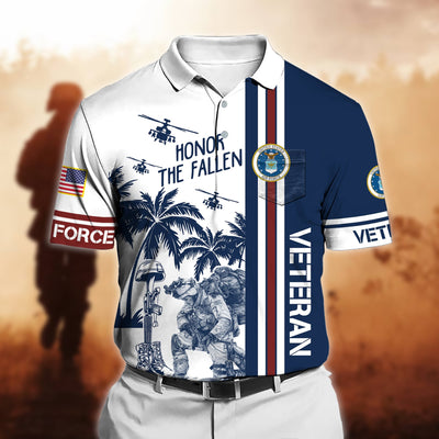 Premium Honor The Fallen US Veteran Polo Shirt With Pocket