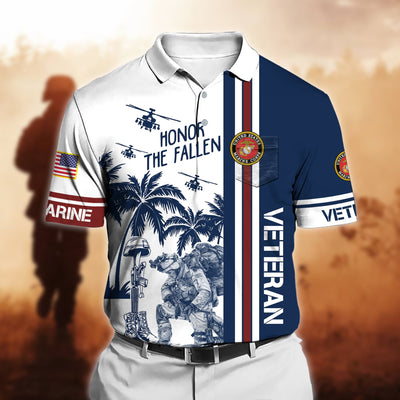 Premium Honor The Fallen US Veteran Polo Shirt With Pocket