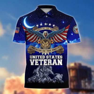 Premium Land Of The Free US Veteran Polo Shirt