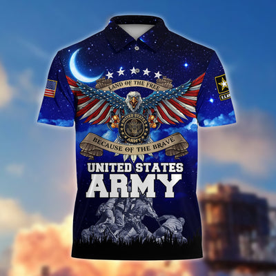 Premium Land Of The Free US Veteran Polo Shirt