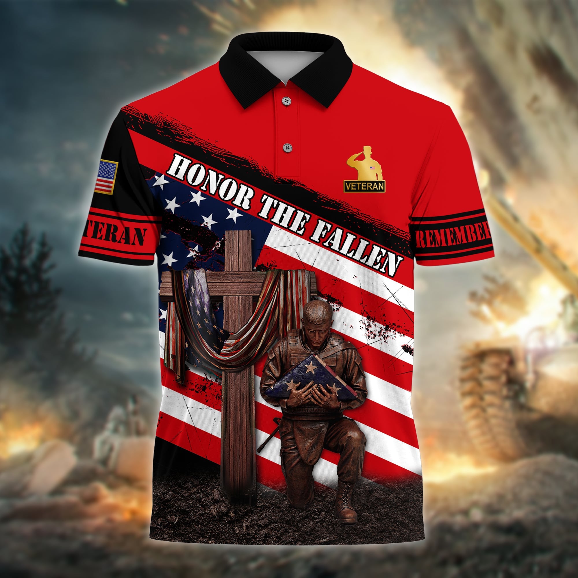 Premium Honor The Fallen US Veteran Polo And Hawaii Shirt