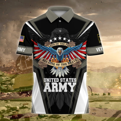 Premium Land Of The Free US Veteran Polo Shirt