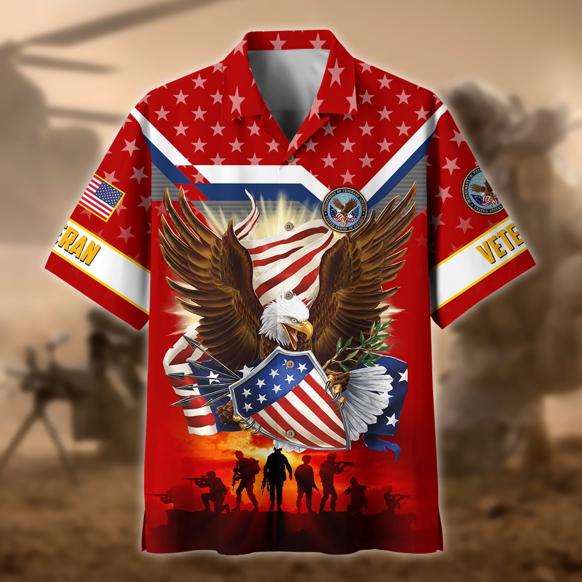 Premium Eagle US Veteran Polo And Hawaii Shirt