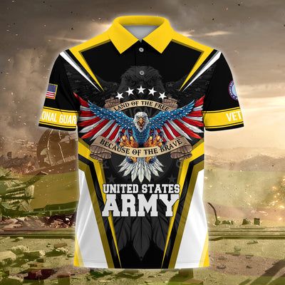 Premium Land Of The Free US Veteran Polo Shirt