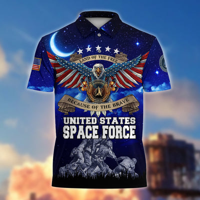 Premium Land Of The Free US Veteran Polo Shirt