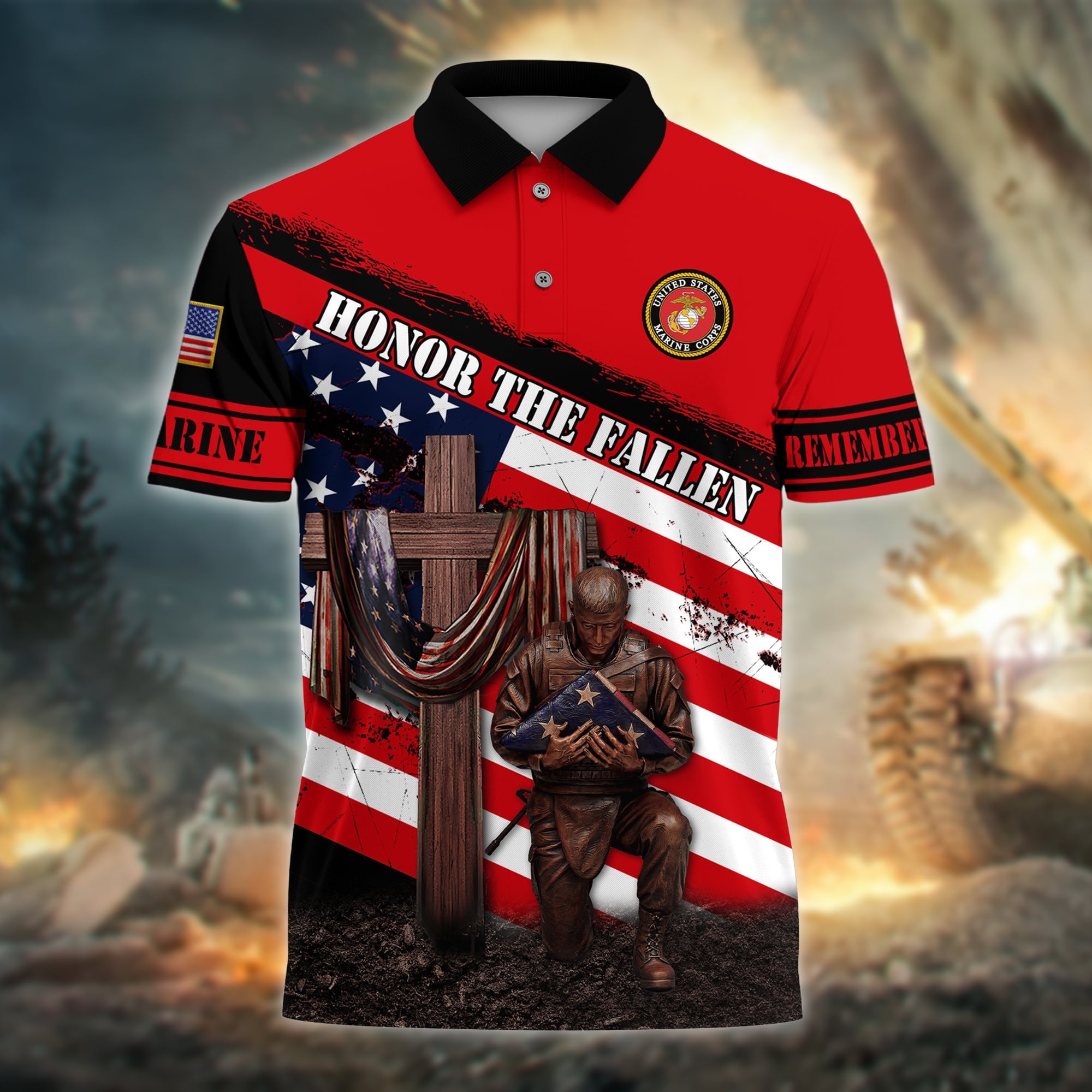 Premium Honor The Fallen US Veteran Polo And Hawaii Shirt