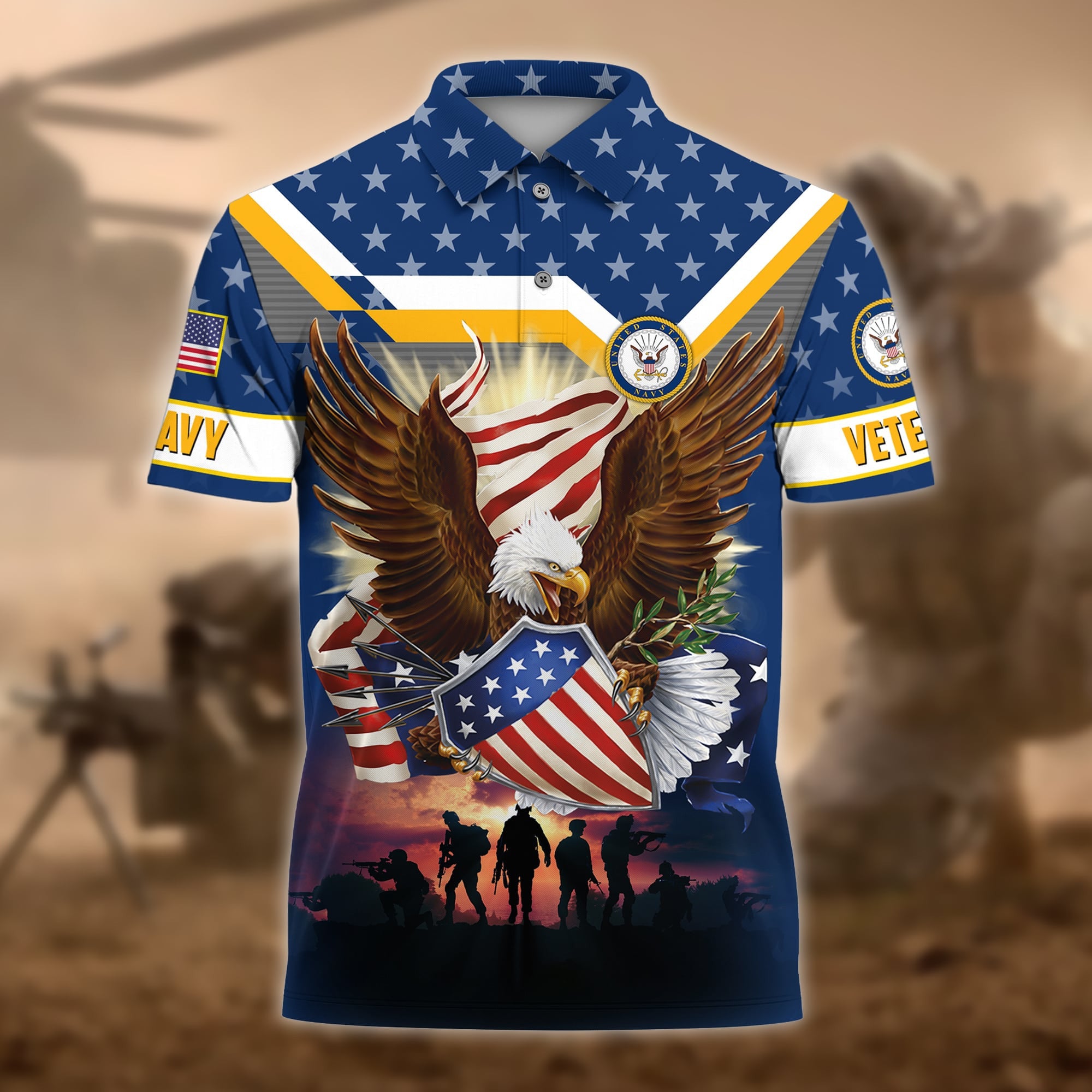 Premium Eagle US Veteran Polo And Hawaii Shirt