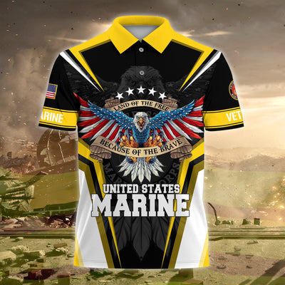 Premium Land Of The Free US Veteran Polo Shirt
