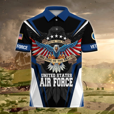 Premium Land Of The Free US Veteran Polo Shirt