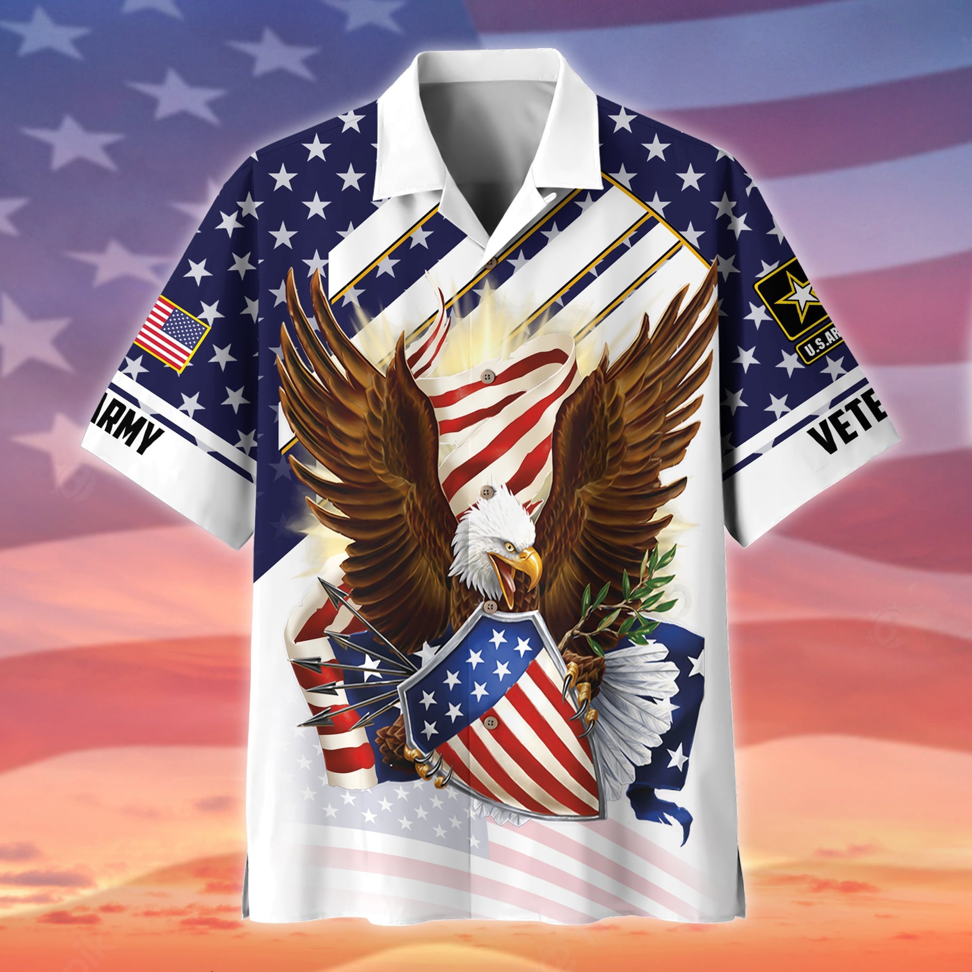 Premium Eagle US Veteran Polo And Hawaii Shirt