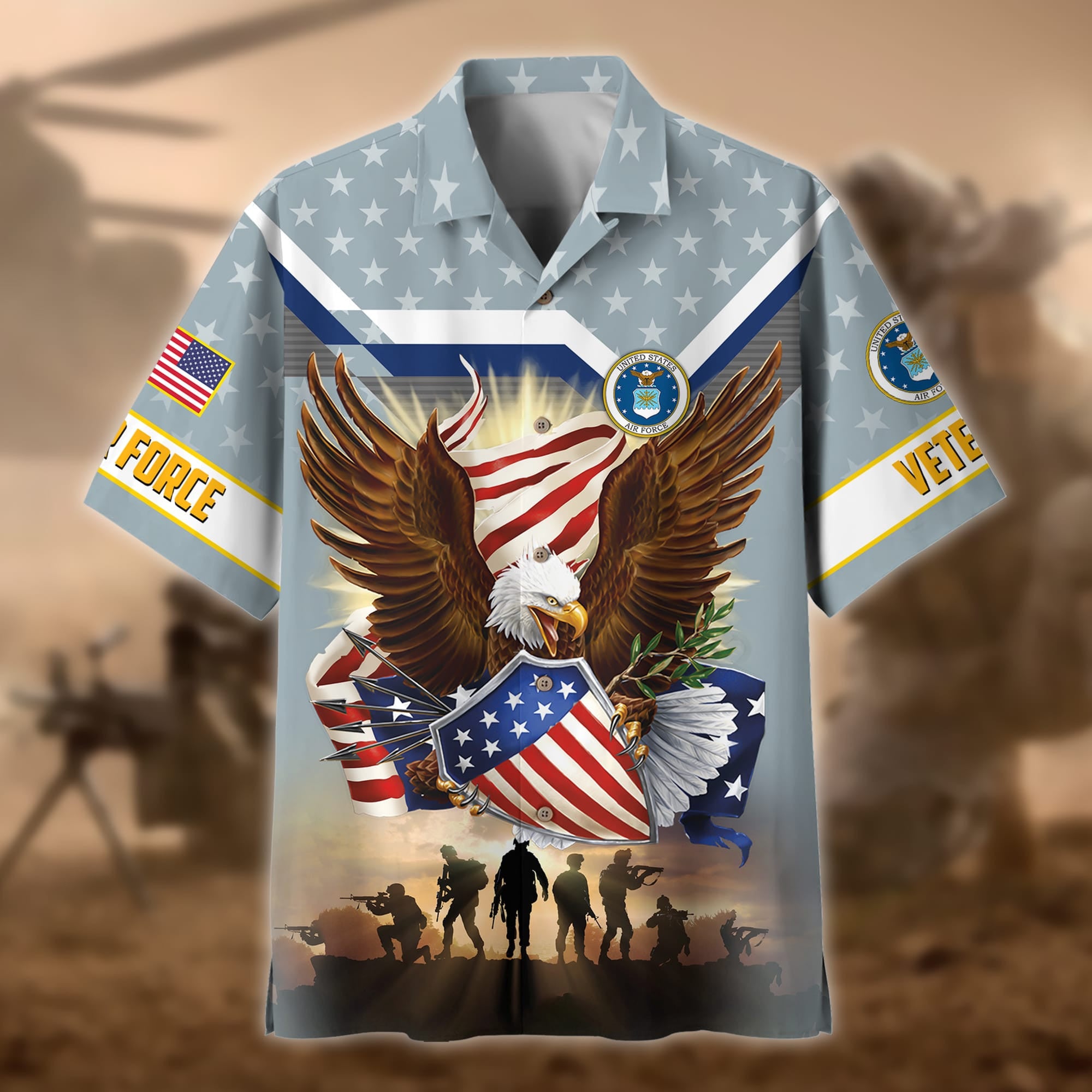 Premium Eagle US Veteran Polo And Hawaii Shirt