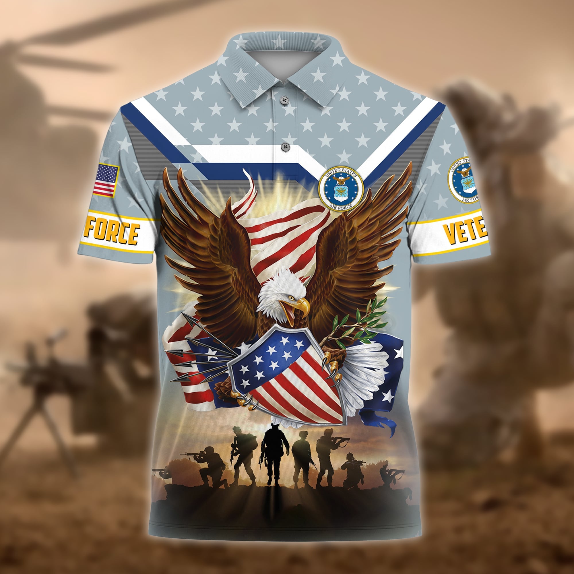 Premium Eagle US Veteran Polo And Hawaii Shirt