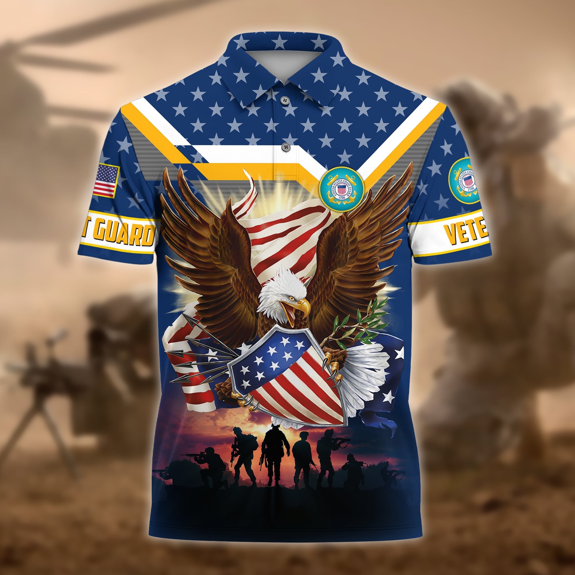 Premium Eagle US Veteran Polo And Hawaii Shirt