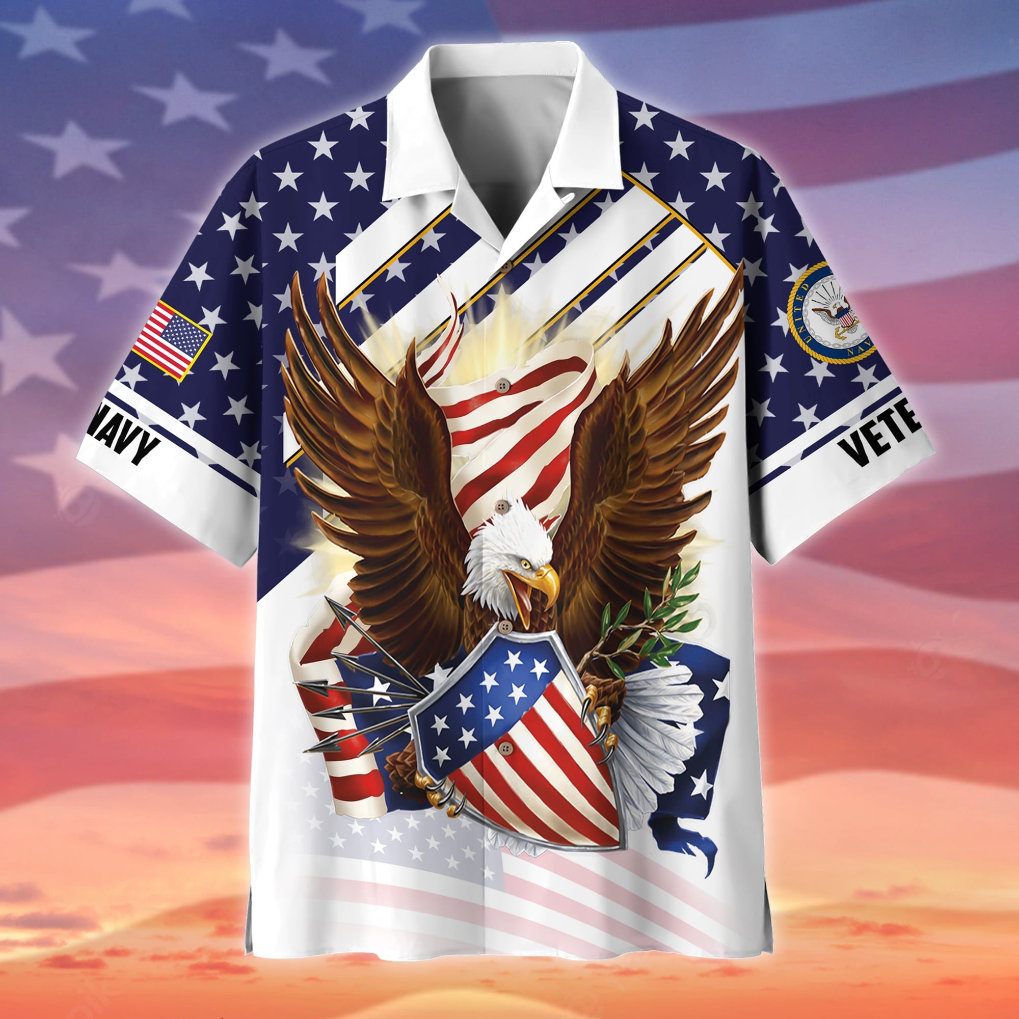 Premium Eagle US Veteran Polo And Hawaii Shirt
