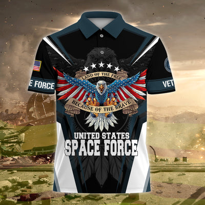 Premium Land Of The Free US Veteran Polo Shirt