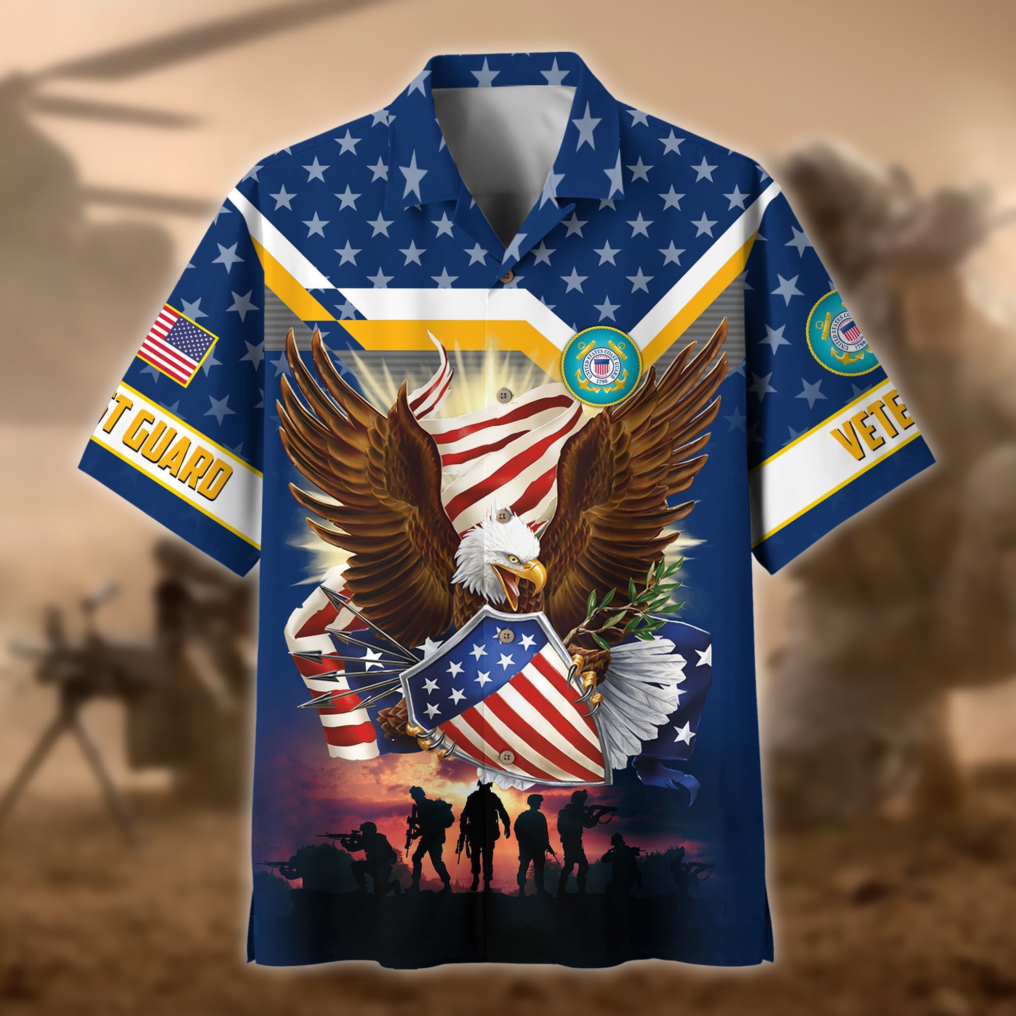 Premium Eagle US Veteran Polo And Hawaii Shirt