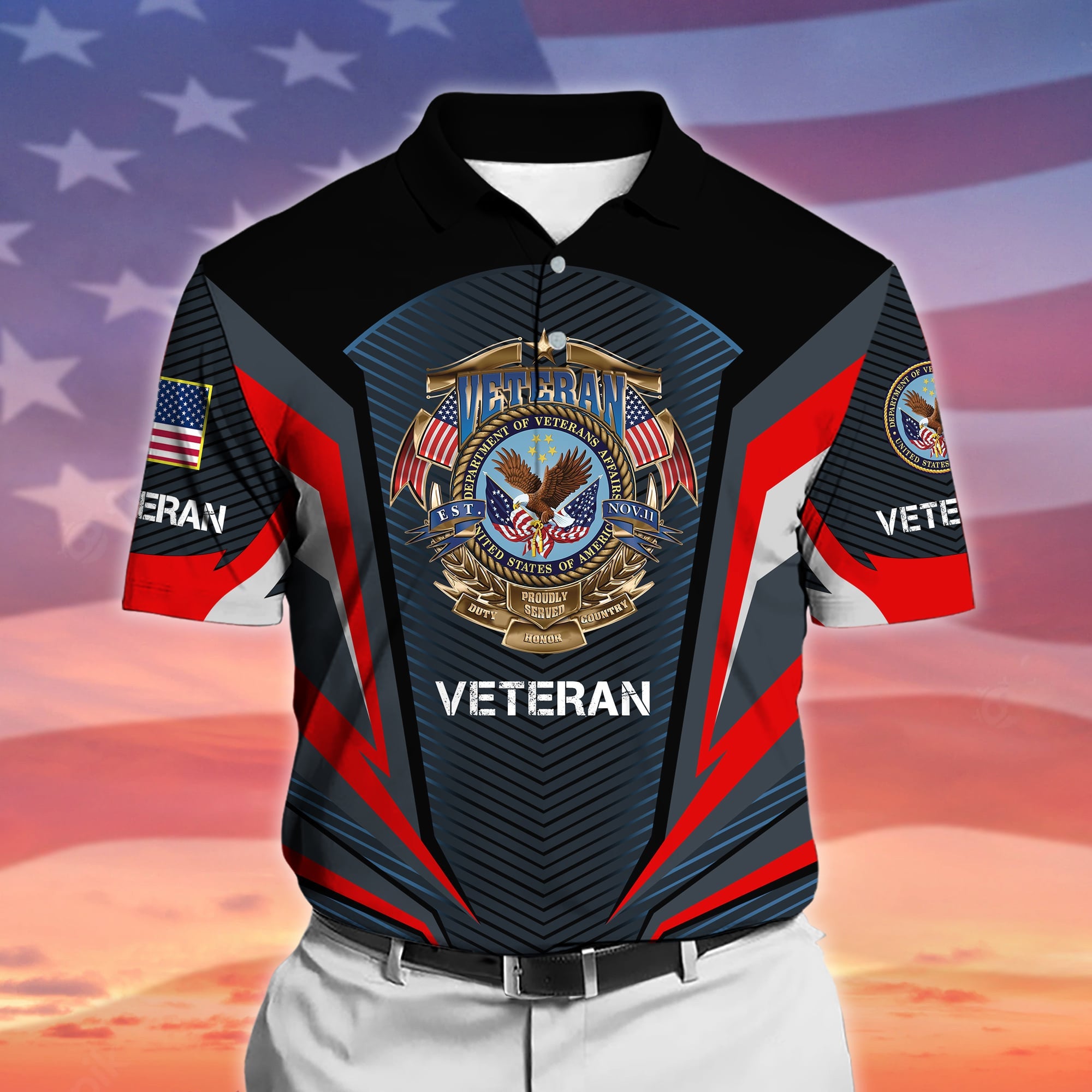 Premium Proudly Served US Veteran Polo Shirt