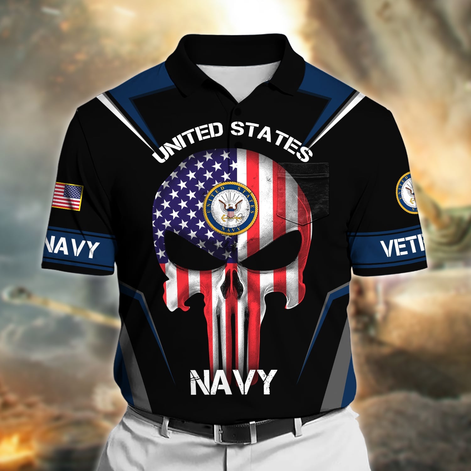 Premium US Veteran Polo Shirt With Pocket