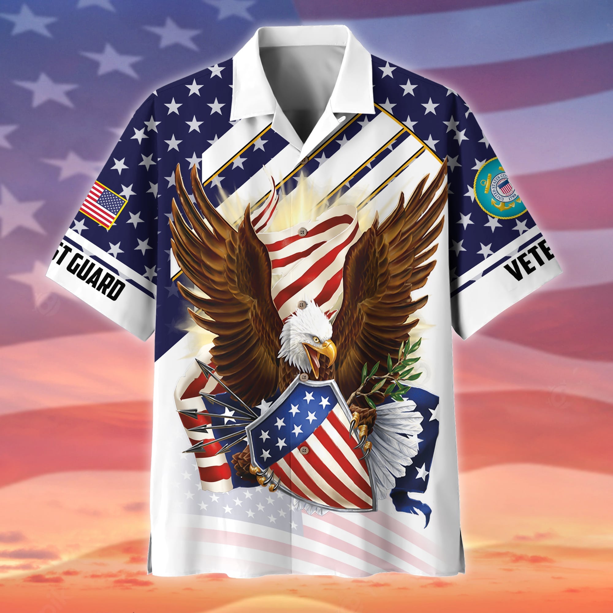 Premium Eagle US Veteran Polo And Hawaii Shirt