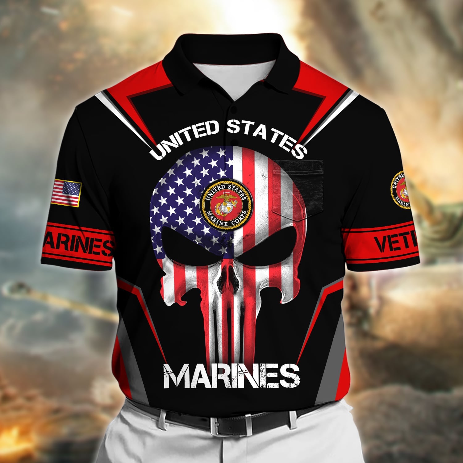 Premium US Veteran Polo Shirt With Pocket