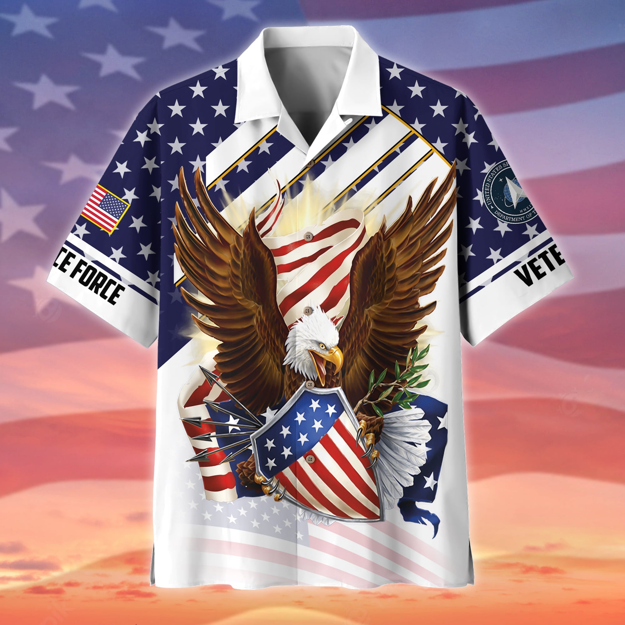 Premium Eagle US Veteran Polo And Hawaii Shirt