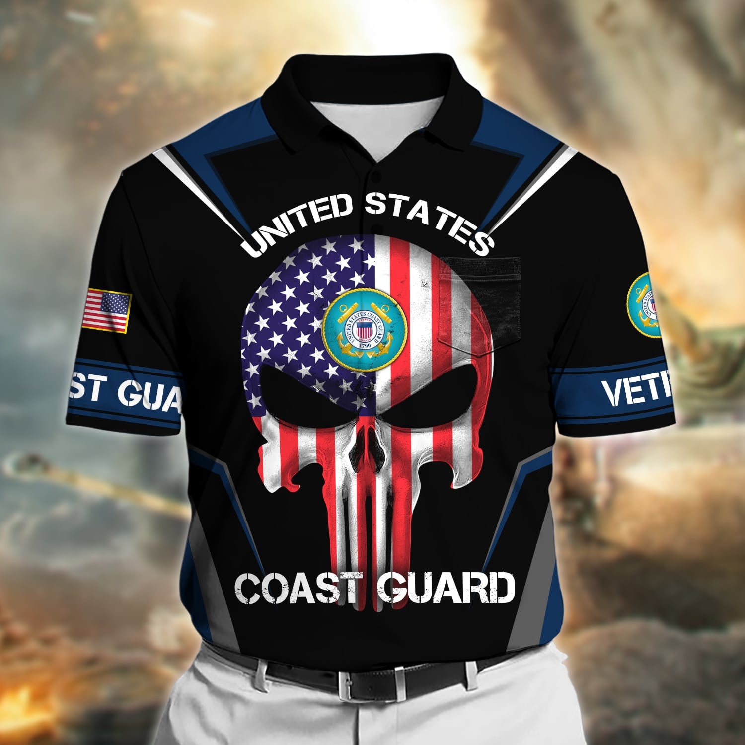 Premium US Veteran Polo Shirt With Pocket