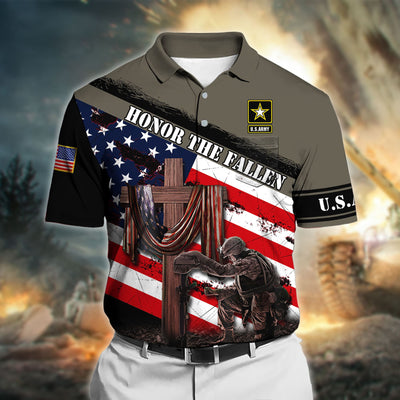 Premium Honor The Fallen US Veteran Polo Shirt With Pocket
