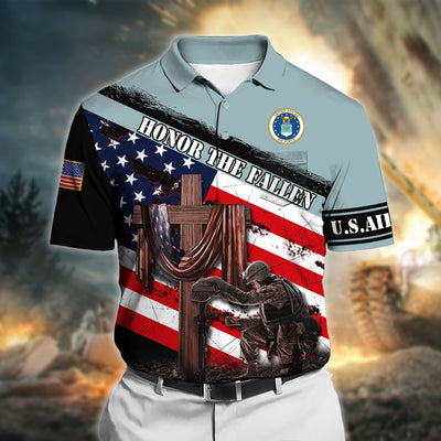 Premium Honor The Fallen US Veteran Polo Shirt With Pocket
