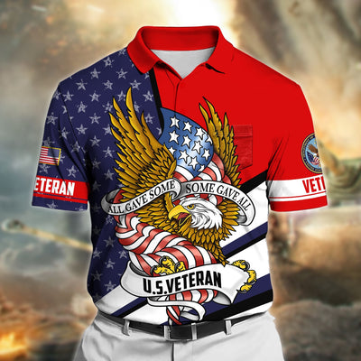 Premium All Gave Some Some Gave All US Veteran Polo Shirt With Pocket