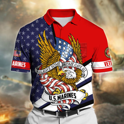 Premium All Gave Some Some Gave All US Veteran Polo Shirt With Pocket