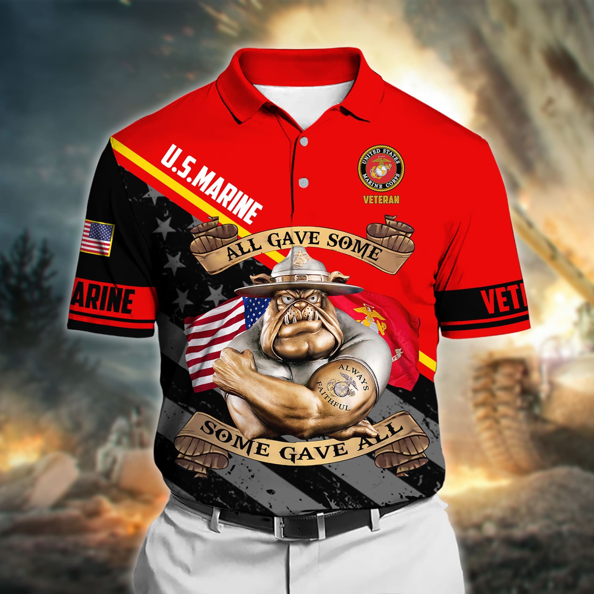 Premium All Gave Some Some Gave All US Veteran Polo Shirt