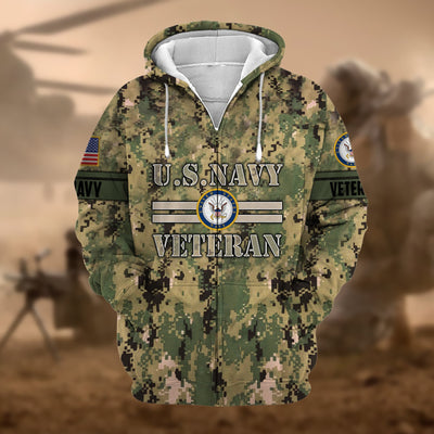 Premium Camo Soldiers US Veteran Zip Hoodie
