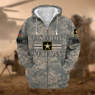 Premium Camo Soldiers US Veteran Zip Hoodie