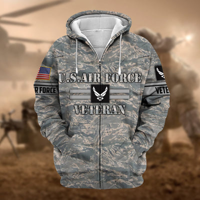 Premium Camo Soldiers US Veteran Zip Hoodie