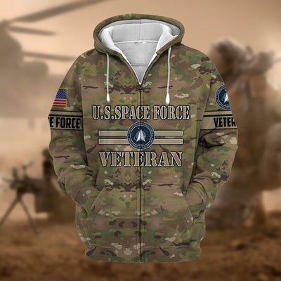 Premium Camo Soldiers US Veteran Zip Hoodie