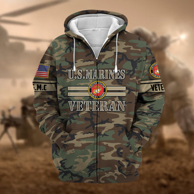 Premium Camo Soldiers US Veteran Zip Hoodie