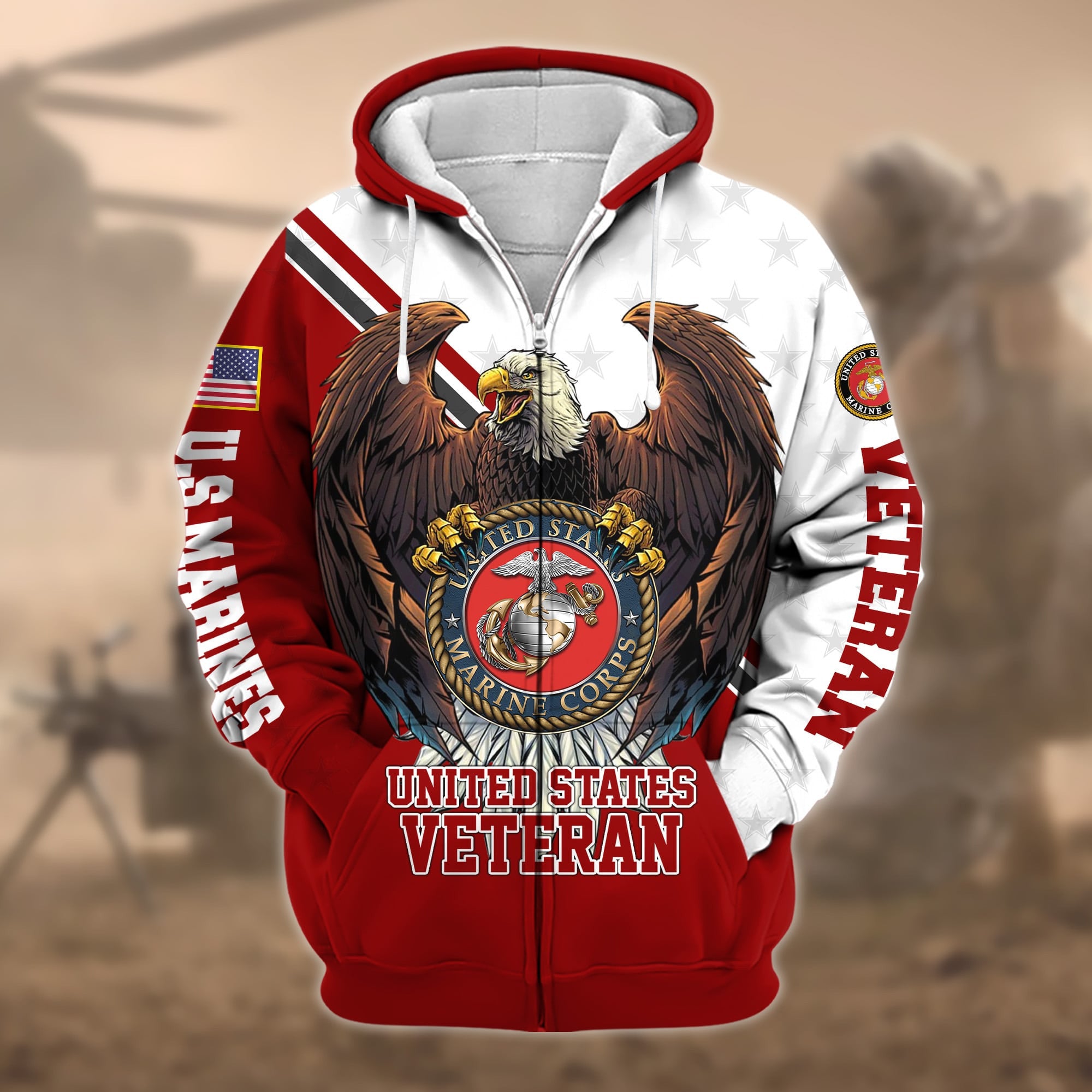 Premium Eagle US Veteran Zip Hoodie