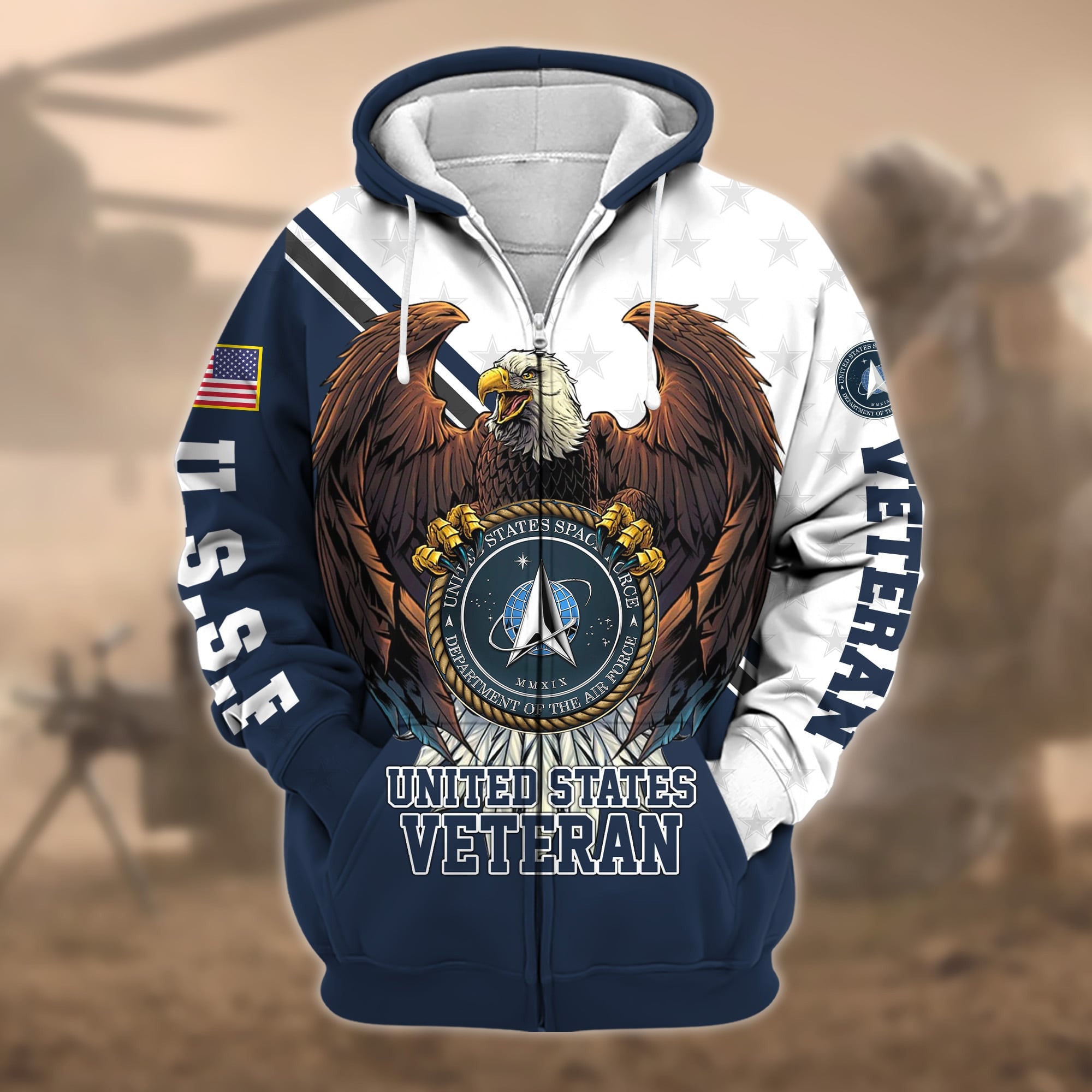 Premium Eagle US Veteran Zip Hoodie
