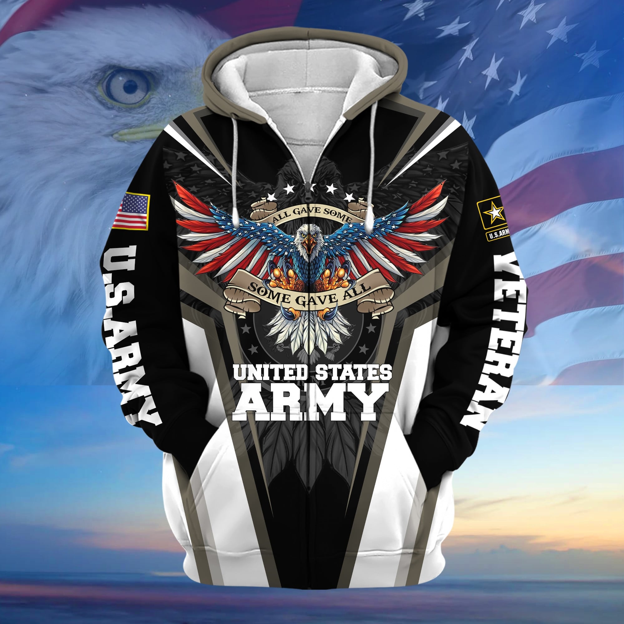 Premium All Gave Some Some Gave All US Veteran Zip Hoodie