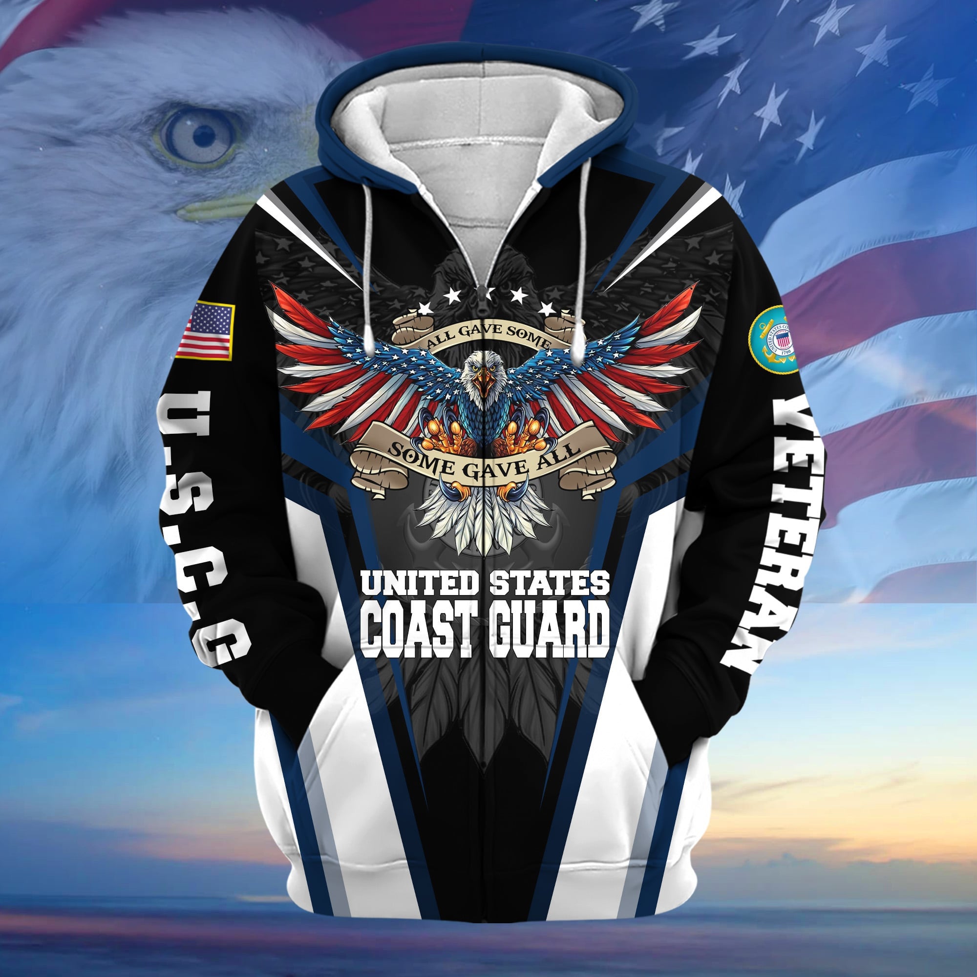 Premium All Gave Some Some Gave All US Veteran Zip Hoodie