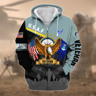 Premium Proudly Served US Veteran Zip Hoodie